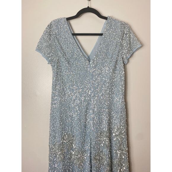 NWT ADRIANNA PAPELL DRESS GOWN BLUE 12 MOTHER OF THE BRIDE BRIDESMAID WEDDING - Picture 11 of 15